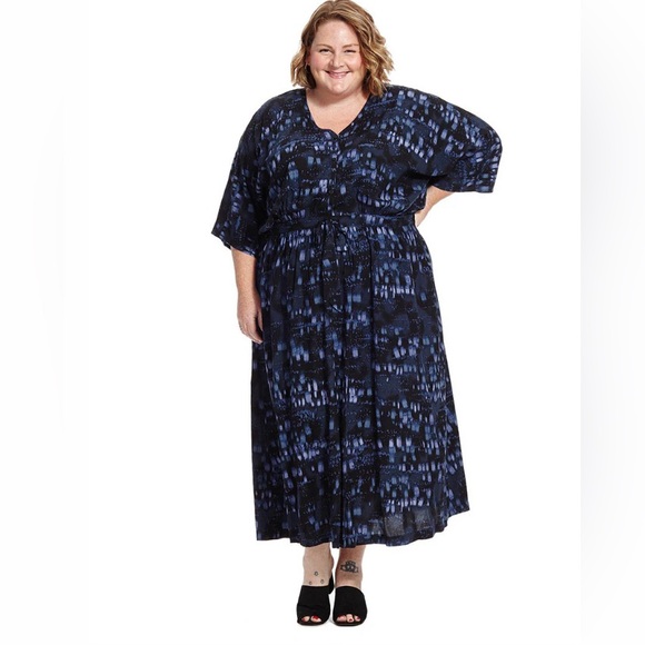 3X Melissa McCarthy Rhythm Blues Maxi Dress with Drawstring Tie Belt - Picture 3 of 17